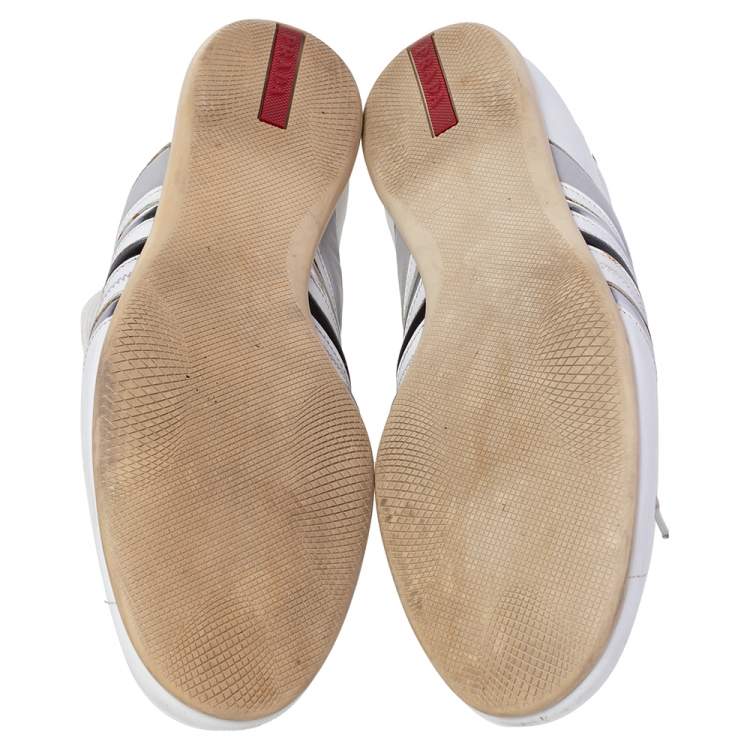 Pre Owned Prada White Leather Low Top Sneakers Size 44