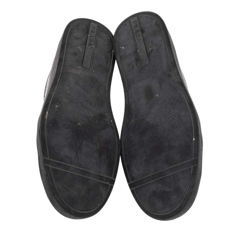 Pre Owned Prada Black Leather Low Top Sneakers Size 42