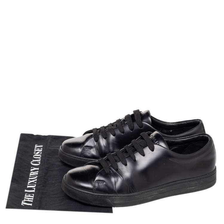 Pre Owned Prada Black Leather Low Top Sneakers Size 42