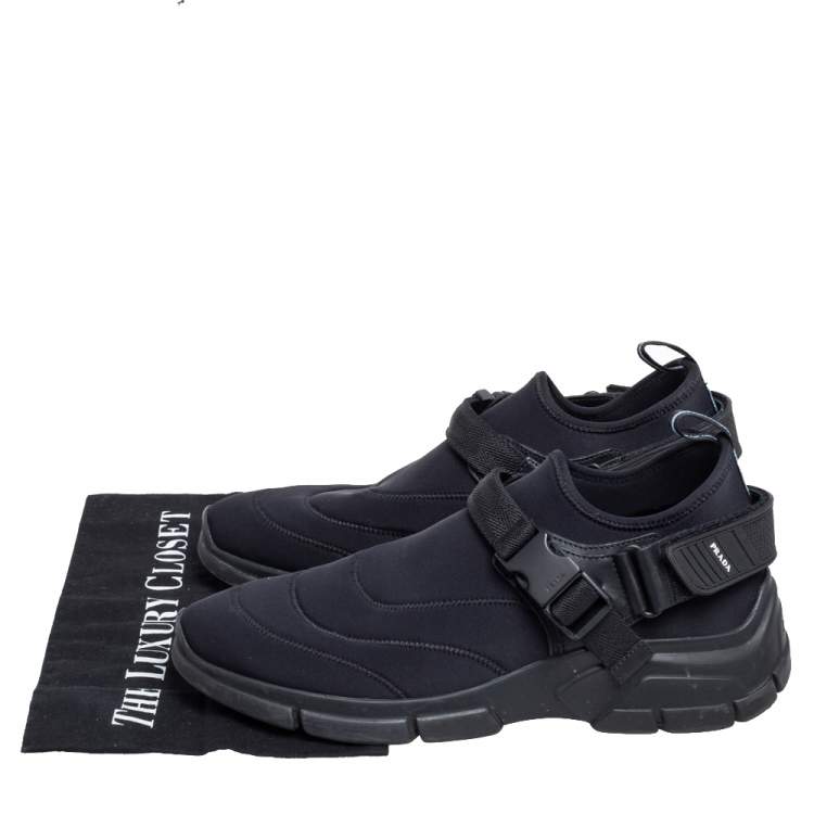 Pre Owned Prada Black Nylon Slip On Velcro Sneakers Size 40