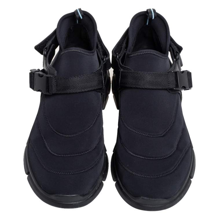 Pre Owned Prada Black Nylon Slip On Velcro Sneakers Size 40