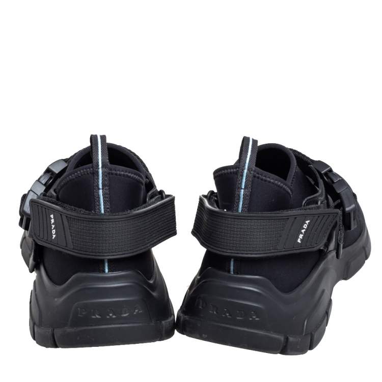 Pre Owned Prada Black Nylon Slip On Velcro Sneakers Size 40
