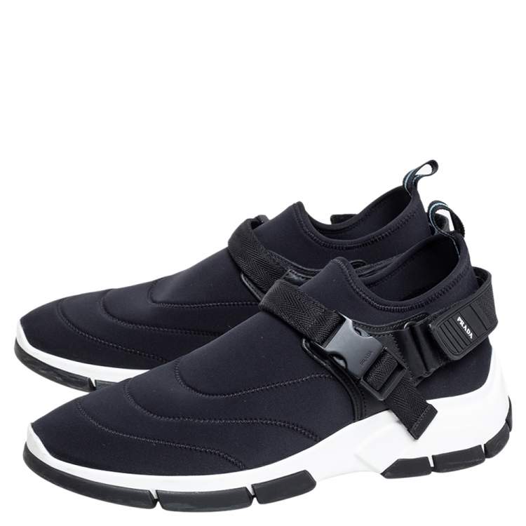 Pre Owned Prada Black Nylon Slip On Velcro Sneakers Size 42