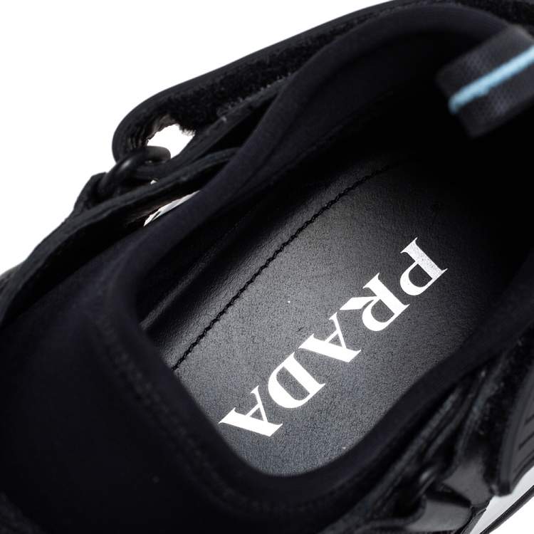 Pre Owned Prada Black Nylon Slip On Velcro Sneakers Size 42