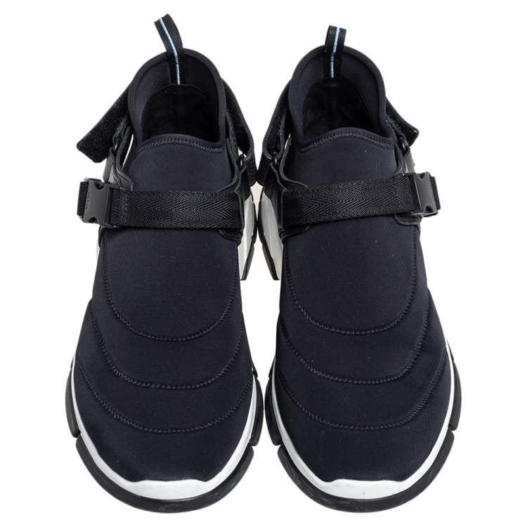Pre Owned Prada Black Nylon Slip On Velcro Sneakers Size 42