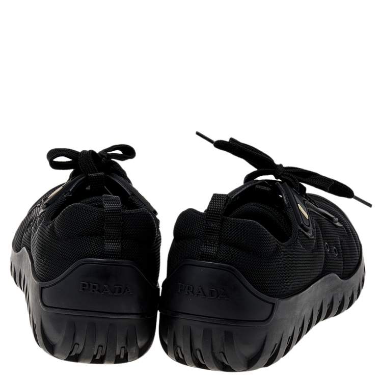 Pre Owned Prada Sport Black Leather And Mesh Low Top Sneakers Size 42