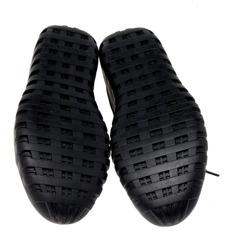 Pre Owned Prada Sport Black Leather And Mesh Low Top Sneakers Size 42