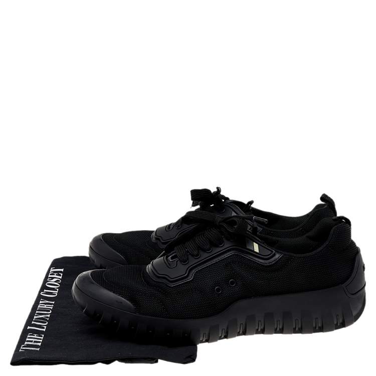 Pre Owned Prada Sport Black Leather And Mesh Low Top Sneakers Size 42