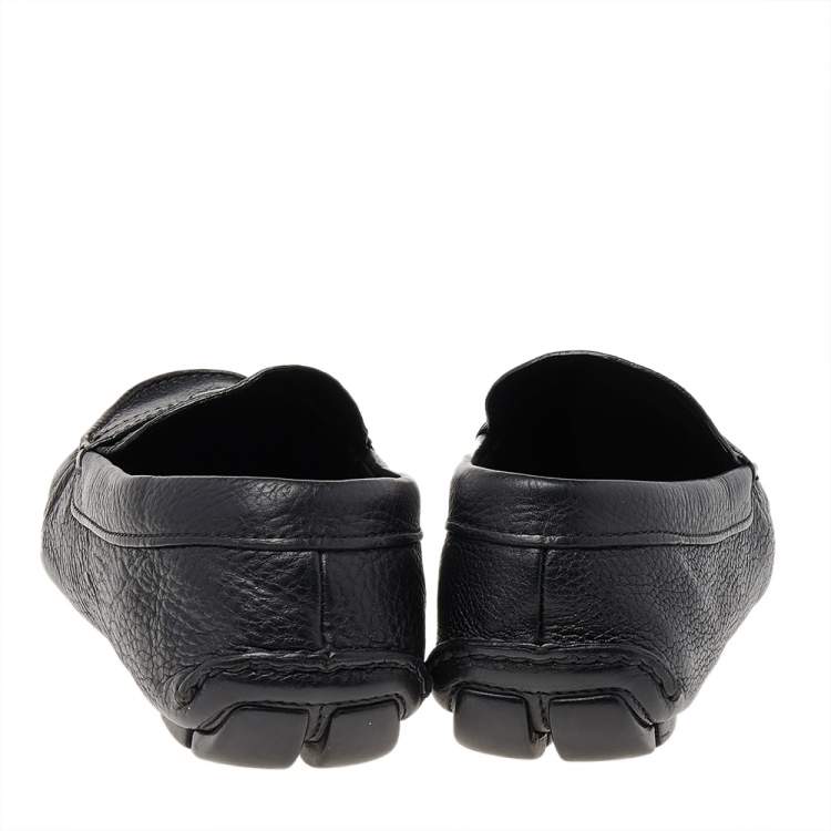 Pre Owned Prada Black Leather Slip On Loafers Size 42.5
