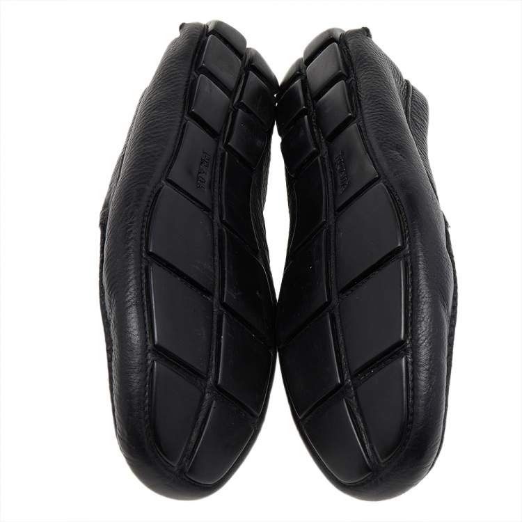 Pre Owned Prada Black Leather Penny Loafers Size 43