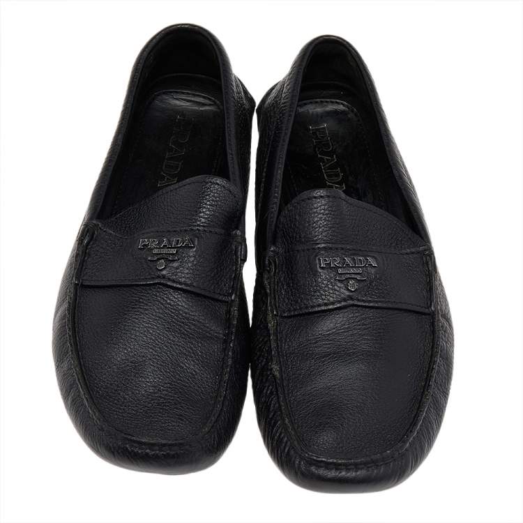 Pre Owned Prada Black Leather Penny Loafers Size 43