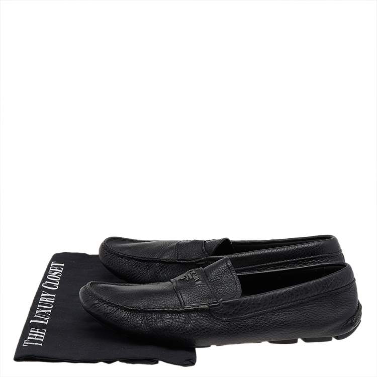 Pre Owned Prada Black Leather Penny Loafers Size 43
