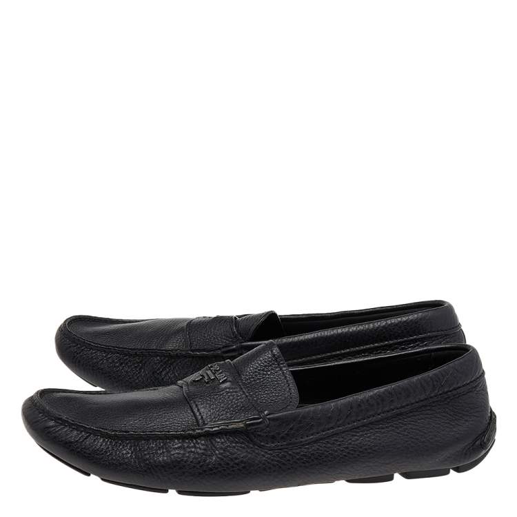 Pre Owned Prada Black Leather Penny Loafers Size 43