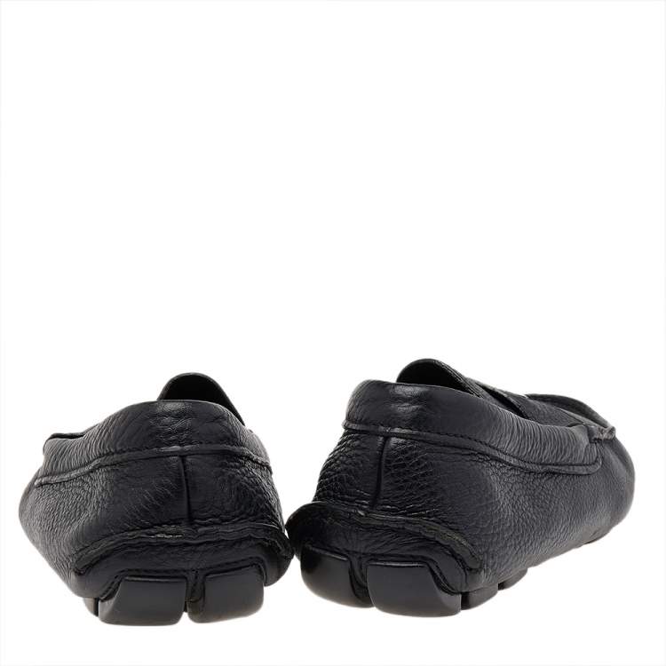 Pre Owned Prada Black Leather Penny Loafers Size 43