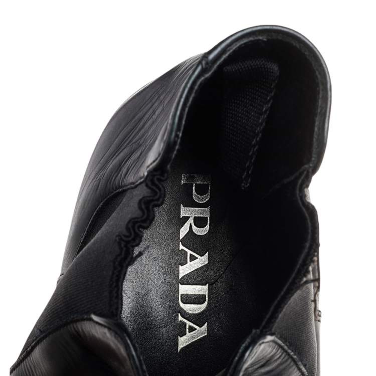 Pre Owned Prada Black Leather Chelsea Boots Size 41.5