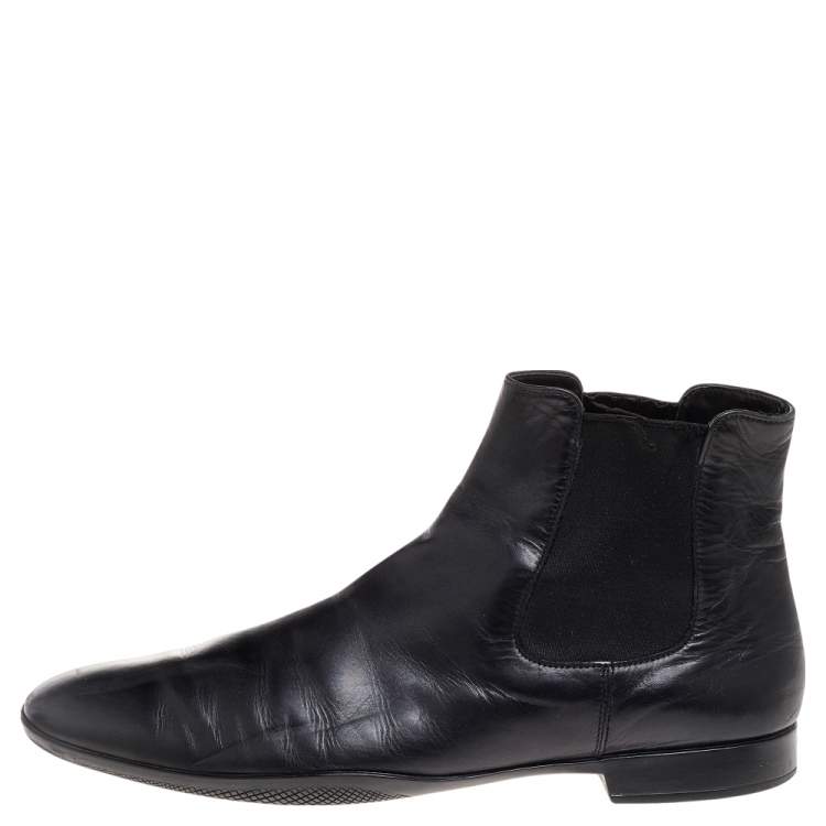 Pre Owned Prada Black Leather Chelsea Boots Size 41.5