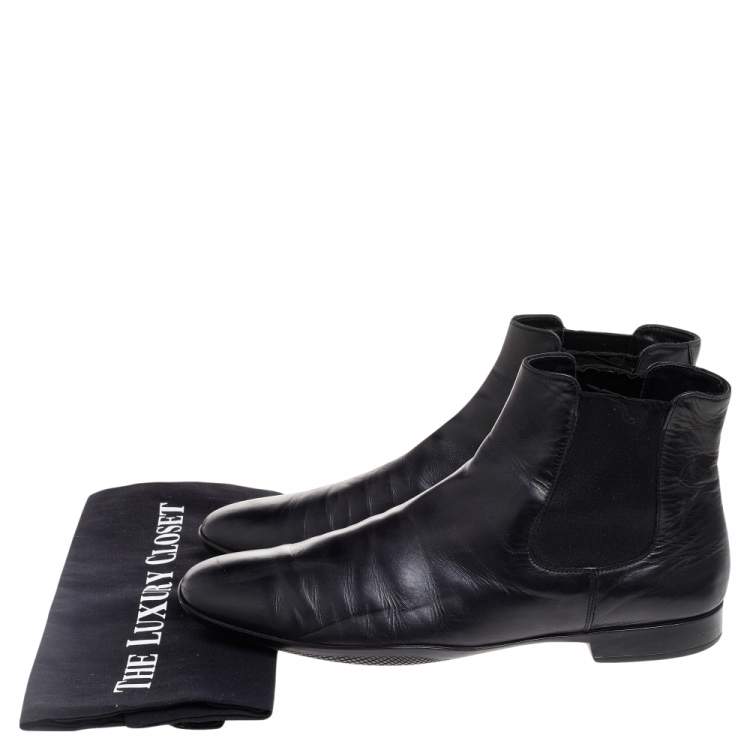 Pre Owned Prada Black Leather Chelsea Boots Size 41.5