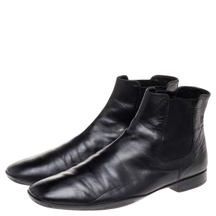 Pre Owned Prada Black Leather Chelsea Boots Size 41.5