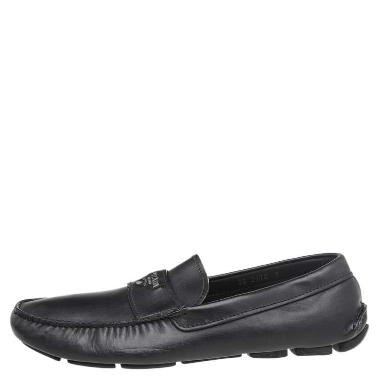 Prada leather slip-on loafers - Black