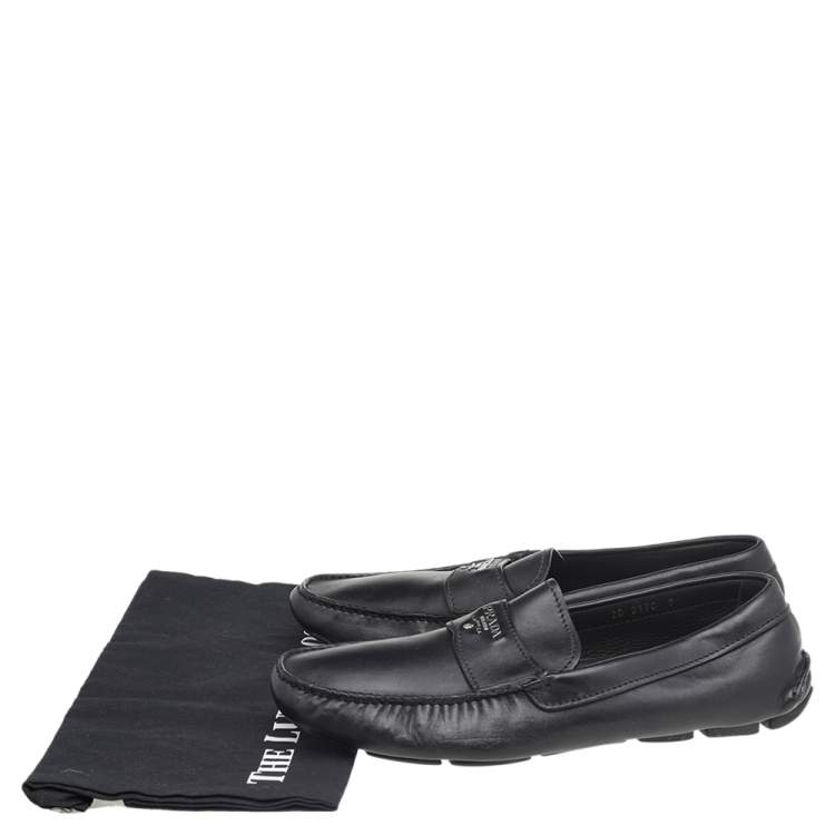 مملوكة مسبقًا Prada Black Leather Slip On Loafers Size 43