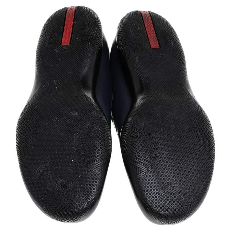 Pre Owned Prada Blue Leather Driving Slip On Loafers Size 38.5