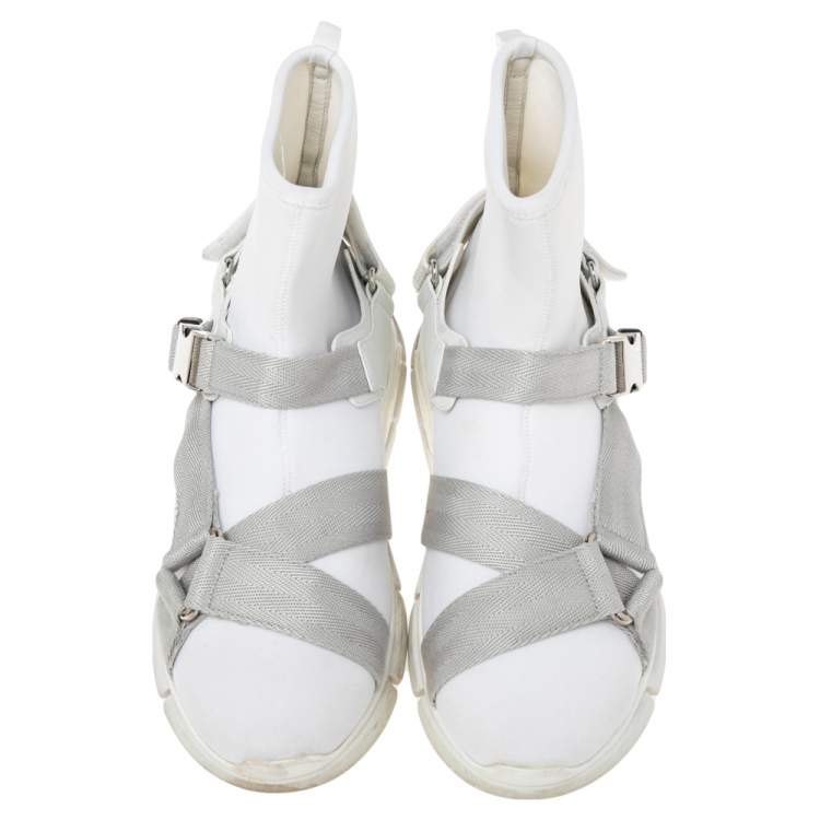 Pre Owned Prada White Fabric Verco High Top Sneakers Size 42