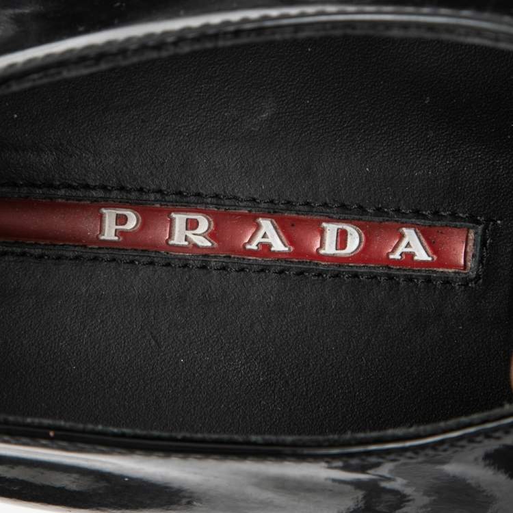 Pre Owned Prada Black Patent Leather Lace Up Oxfords Size 42