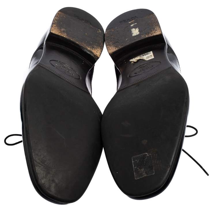 Pre Owned Prada Black Patent Leather Lace Derby Size 41