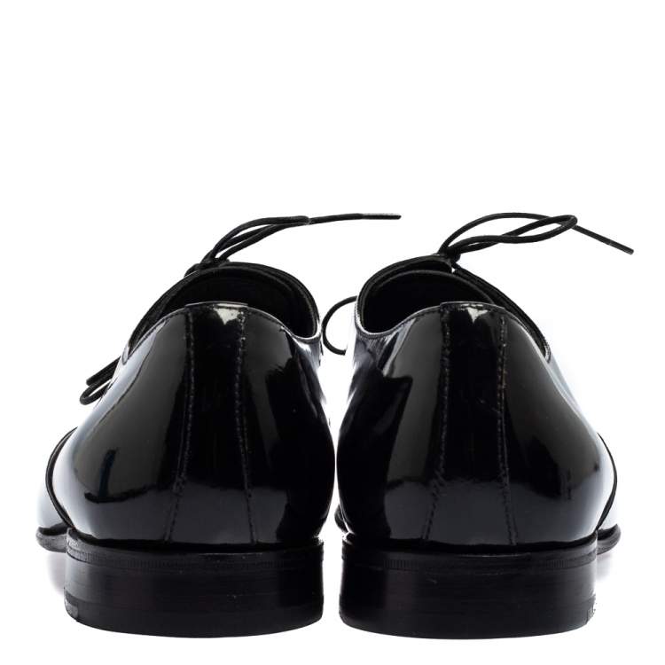 Pre Owned Prada Black Patent Leather Lace Derby Size 41