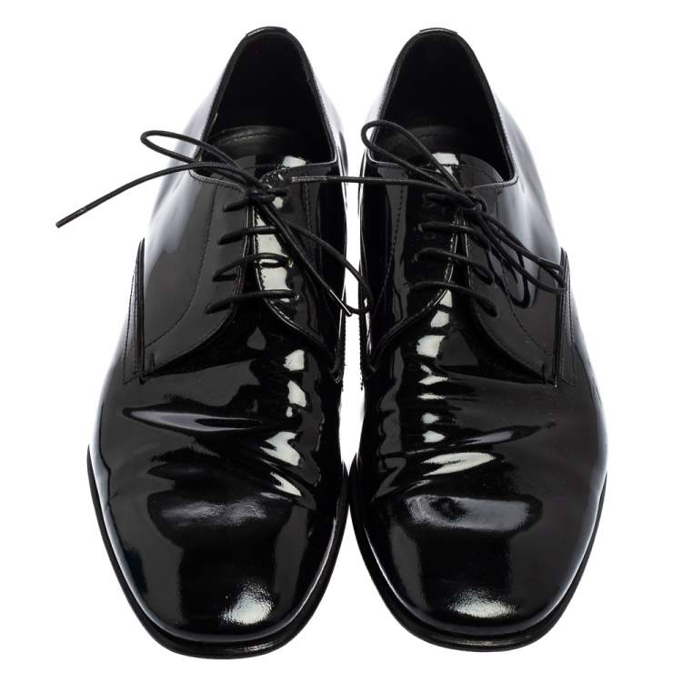 Pre Owned Prada Black Patent Leather Lace Derby Size 41
