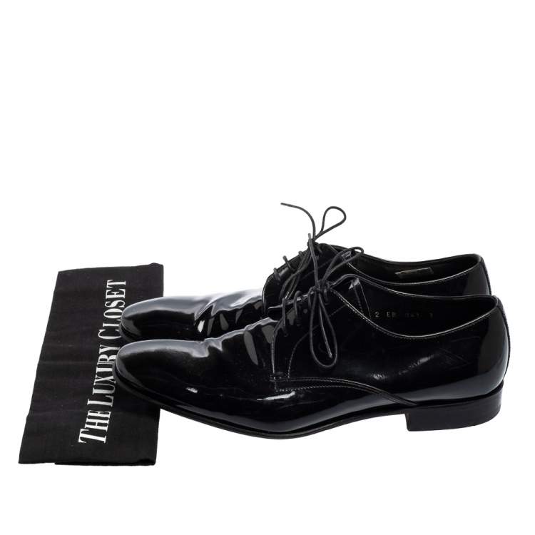 Pre Owned Prada Black Patent Leather Lace Derby Size 41