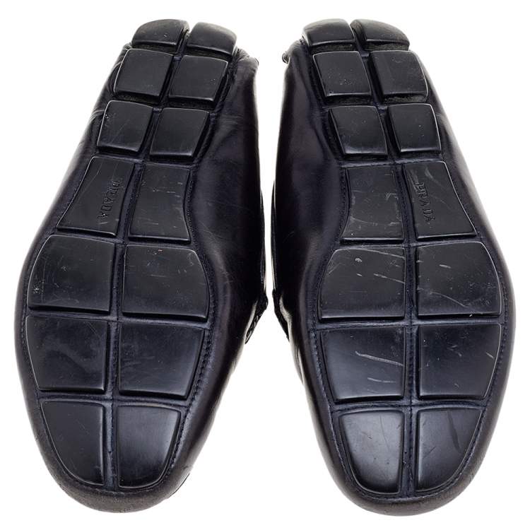 مملوكة مسبقًا Prada Black Leather Penny Slip On Loafers Size 45