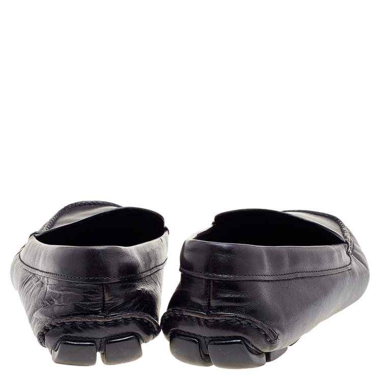 مملوكة مسبقًا Prada Black Leather Penny Slip On Loafers Size 45