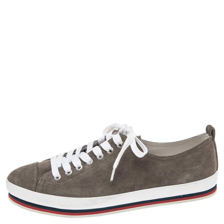 Pre Owned Prada Sport Grey Suede Low-Top Sneakers Size 43.5