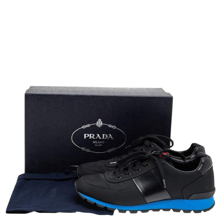 Pre Owned Prada Sport Black Nylon And Leather Low Top Sneakers Size 43 2/3