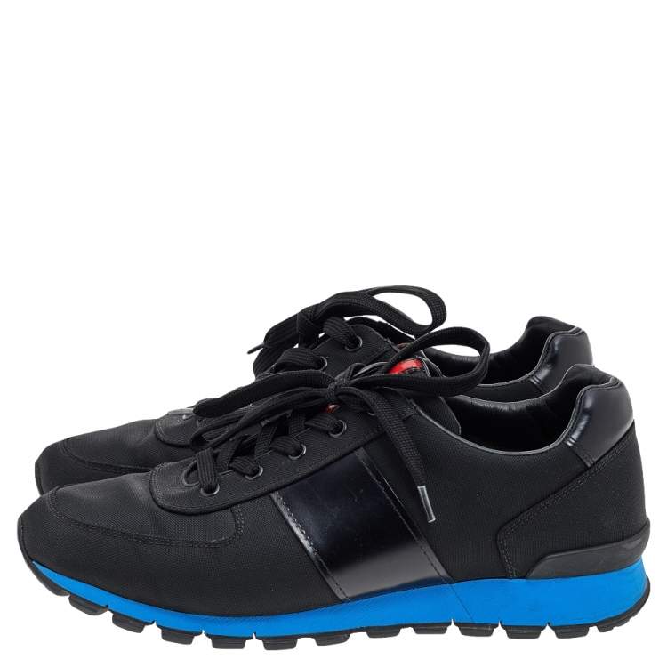 Pre Owned Prada Sport Black Nylon And Leather Low Top Sneakers Size 43 2/3