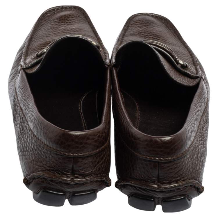 مملوكة مسبقًا Prada Brown Leather Penny Slip On Loafers Size 42