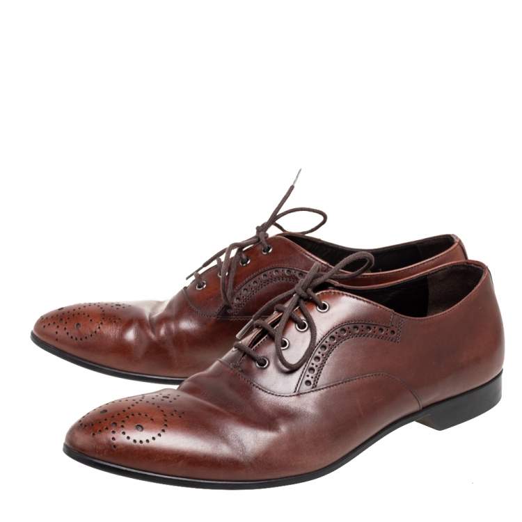 Pre Owned Prada Brown Leather Lace Up Brogue Size 41
