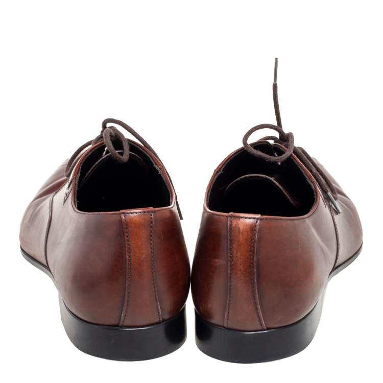 Pre Owned Prada Brown Leather Lace Up Brogue Size 41