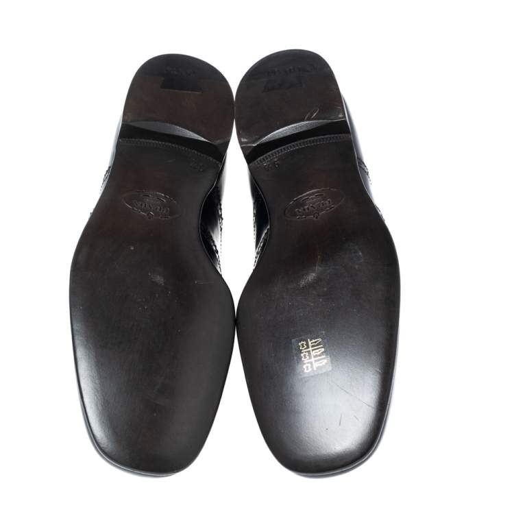 Pre Owned Prada Dark Navy Blue Brogue Leather Oxfords Size 43.5