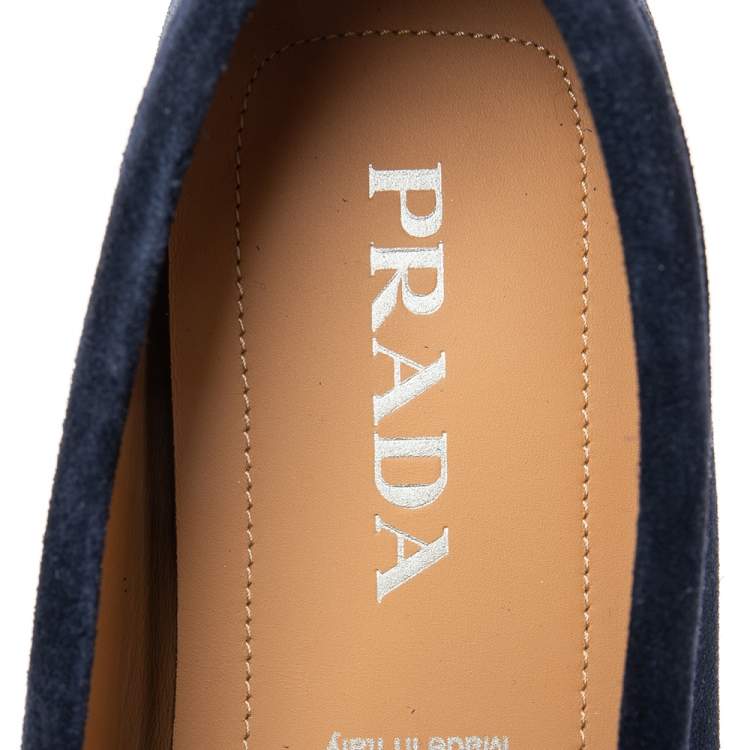Pre Owned Prada Navy Blue Suede  Slip On Loafers Size 42