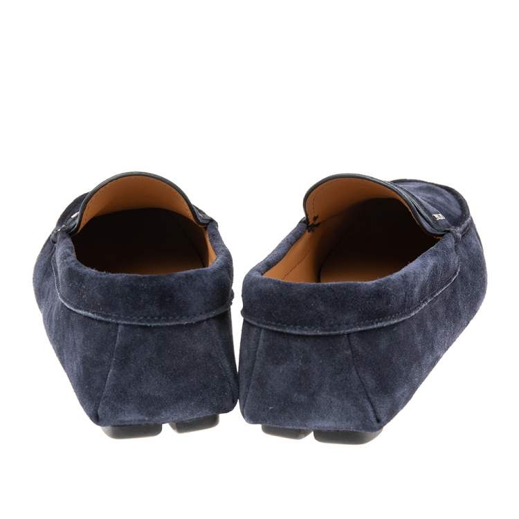 Pre Owned Prada Navy Blue Suede  Slip On Loafers Size 42