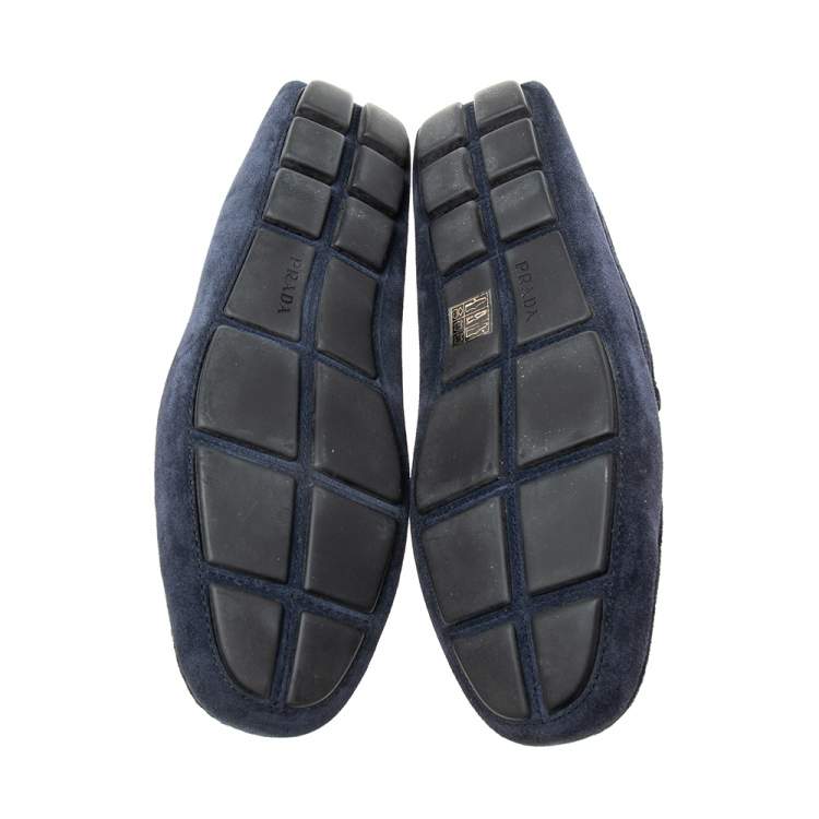 Pre Owned Prada Navy Blue Suede  Slip On Loafers Size 42
