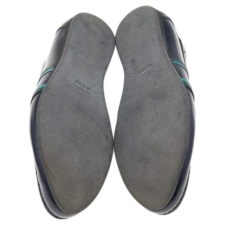 Pre Owned Prada Dark Blue Leather Penny Sip On Loafers Size 43.5