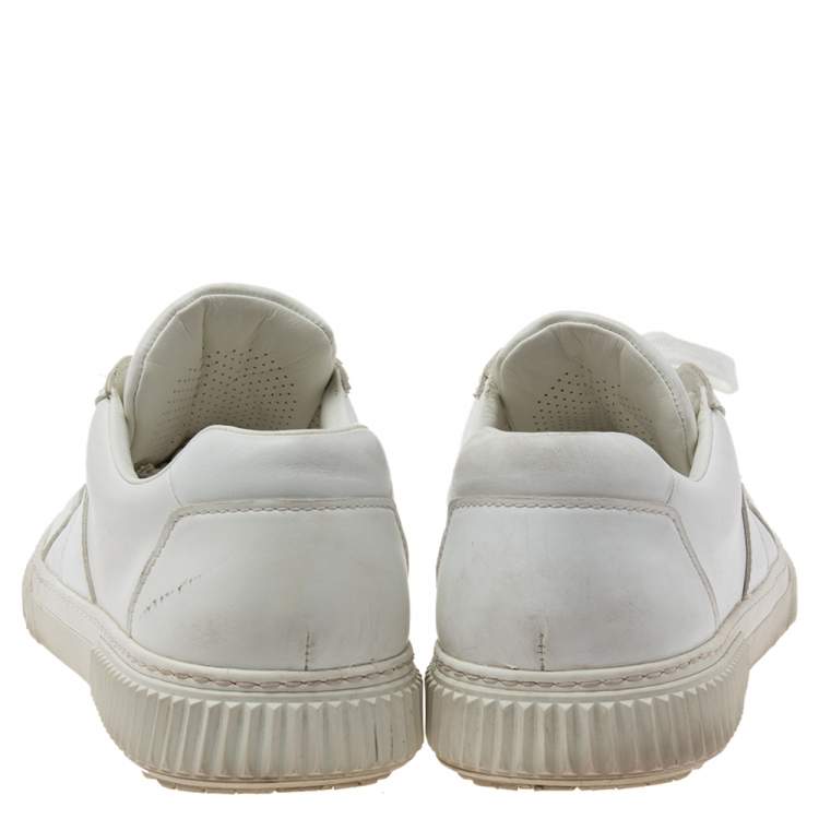Pre Owned Prada White Leather Low-Top Sneakers Size 45.5