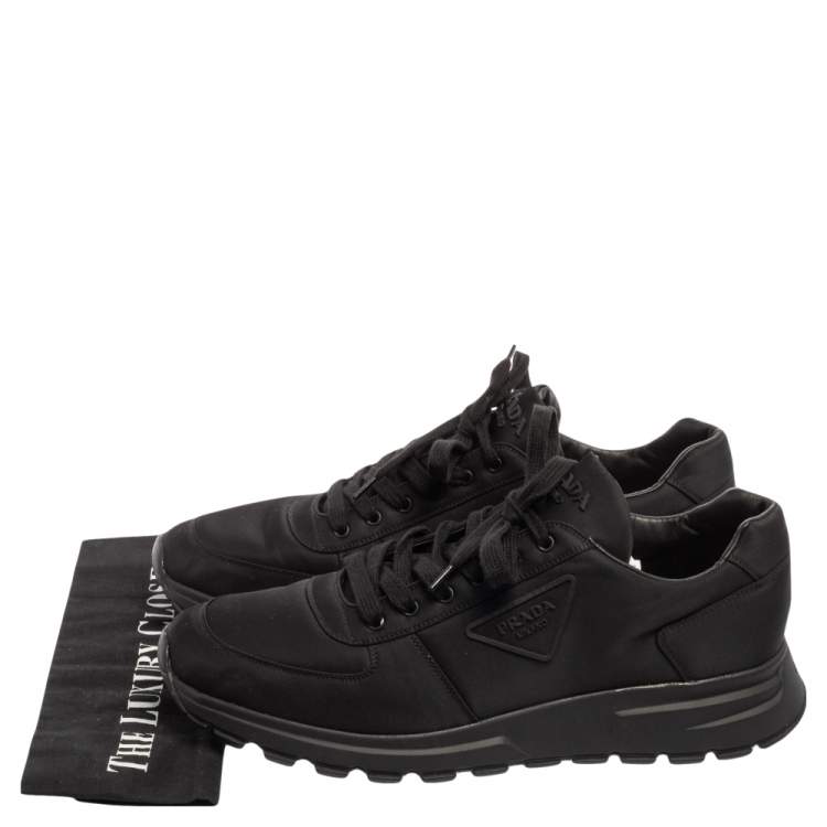 Pre Owned Prada Black Nylon Prax Low-Top Sneakers Size 46.5