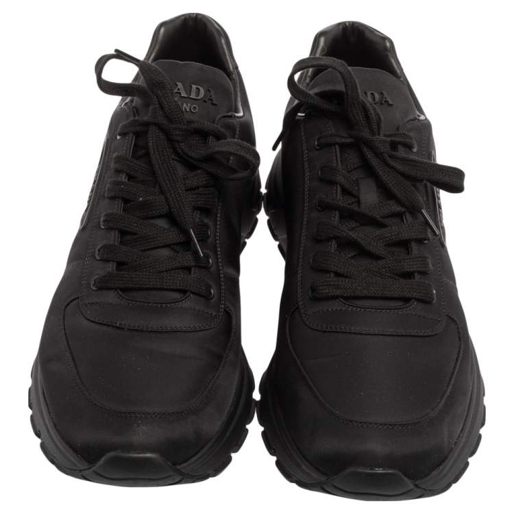 Pre Owned Prada Black Nylon Prax Low-Top Sneakers Size 46.5