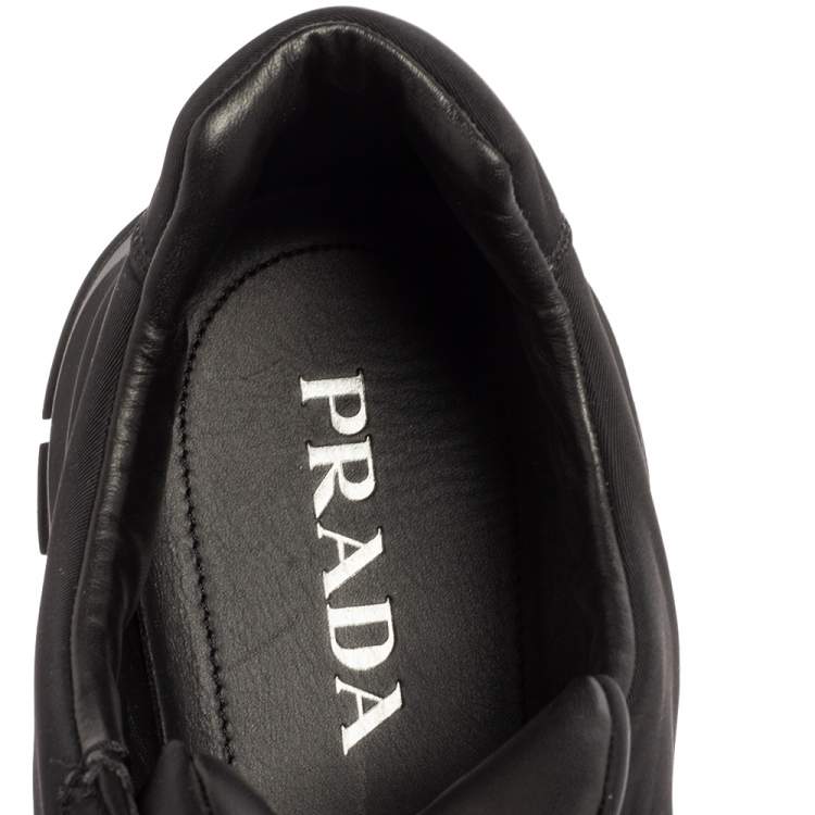 Pre Owned Prada Black Nylon Prax Low-Top Sneakers Size 46.5
