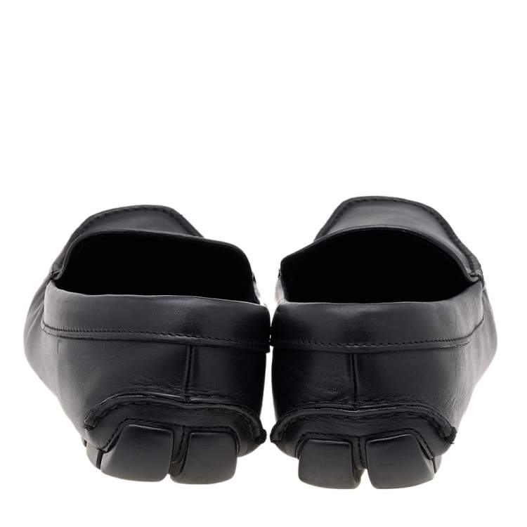 Pre Owned Prada Black Leather Slip On Loafers Size 42