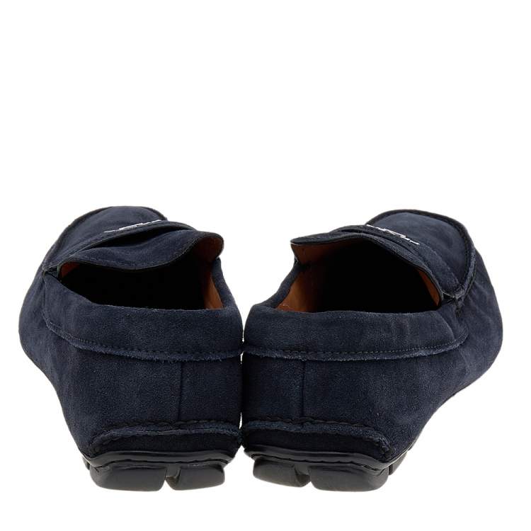Pre Owned Prada Navy Blue Suede Slip On Loafers Size 43.5